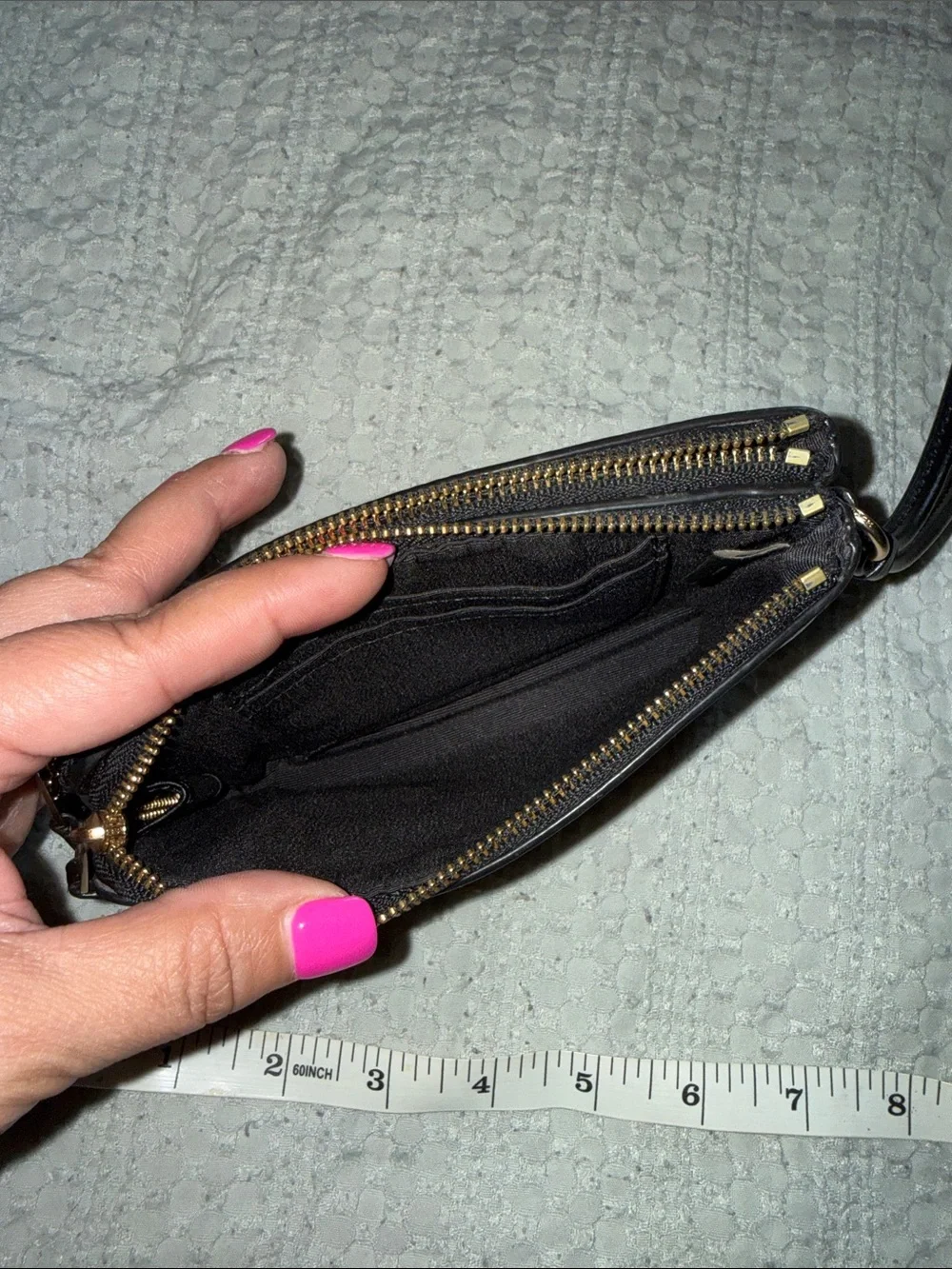 Coach Brown Logo Wristlet with Gold Hardware